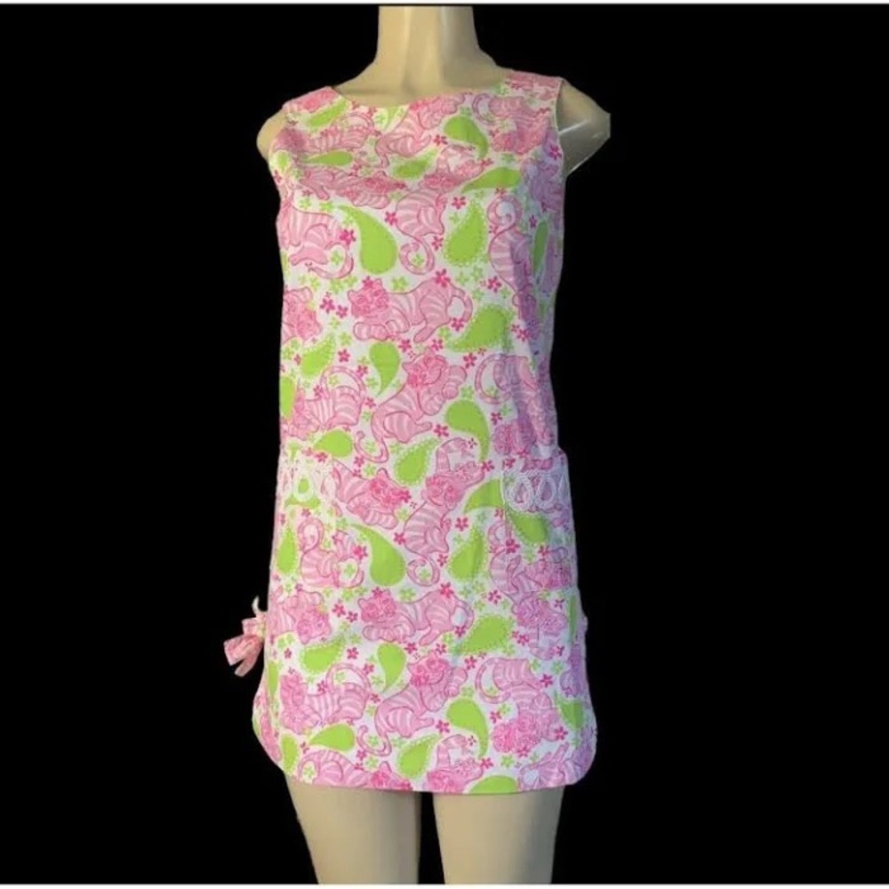 Lilly Pulitzer size 8 Black Jack Cat Print Shift Dress